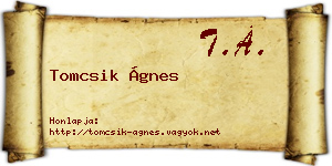 Tomcsik Ágnes névjegykártya